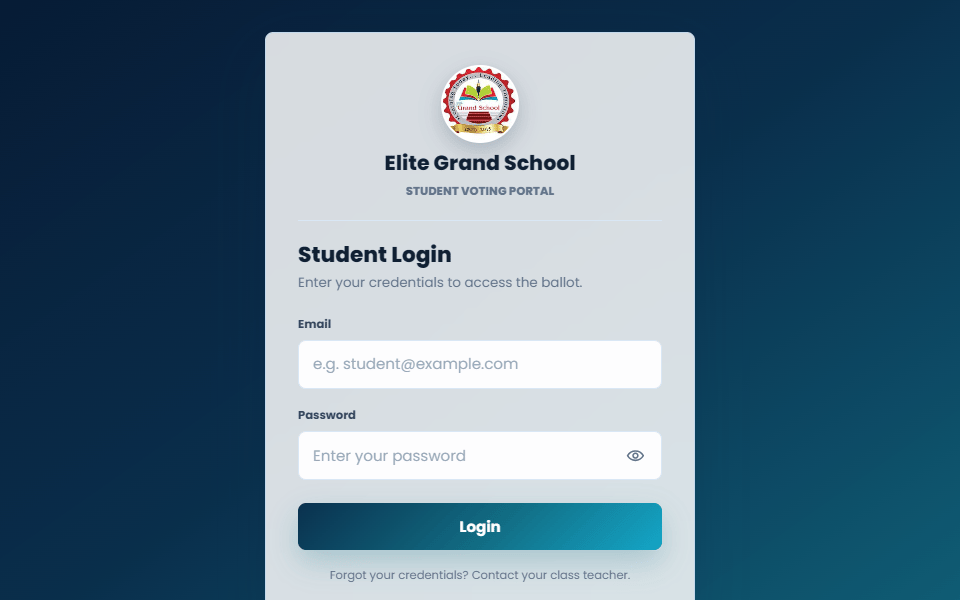 The voting portal’s student sign-in screen.